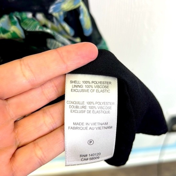 Maette - Black Tropical Colorful Multi Purpose Lined Midi Dress Size Medium - Picture 7 of 12